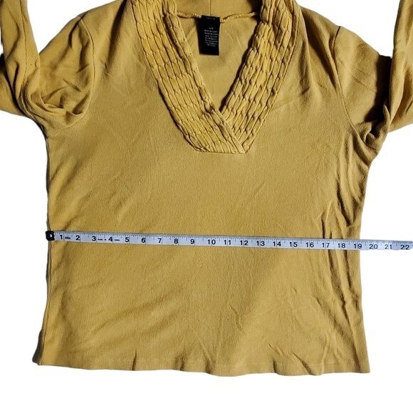 Rafaella Studio yellow long sleeve v-neck top sz L - Picture 10 of 14
